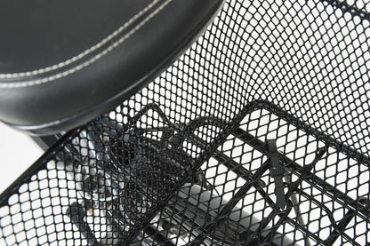 FISCHER Carrier Basket School, bike basket, tight mesh, theft-proof, suitable for e-bikes, load capacity 25 kg, black & Mini bicycle bell, black, One Size