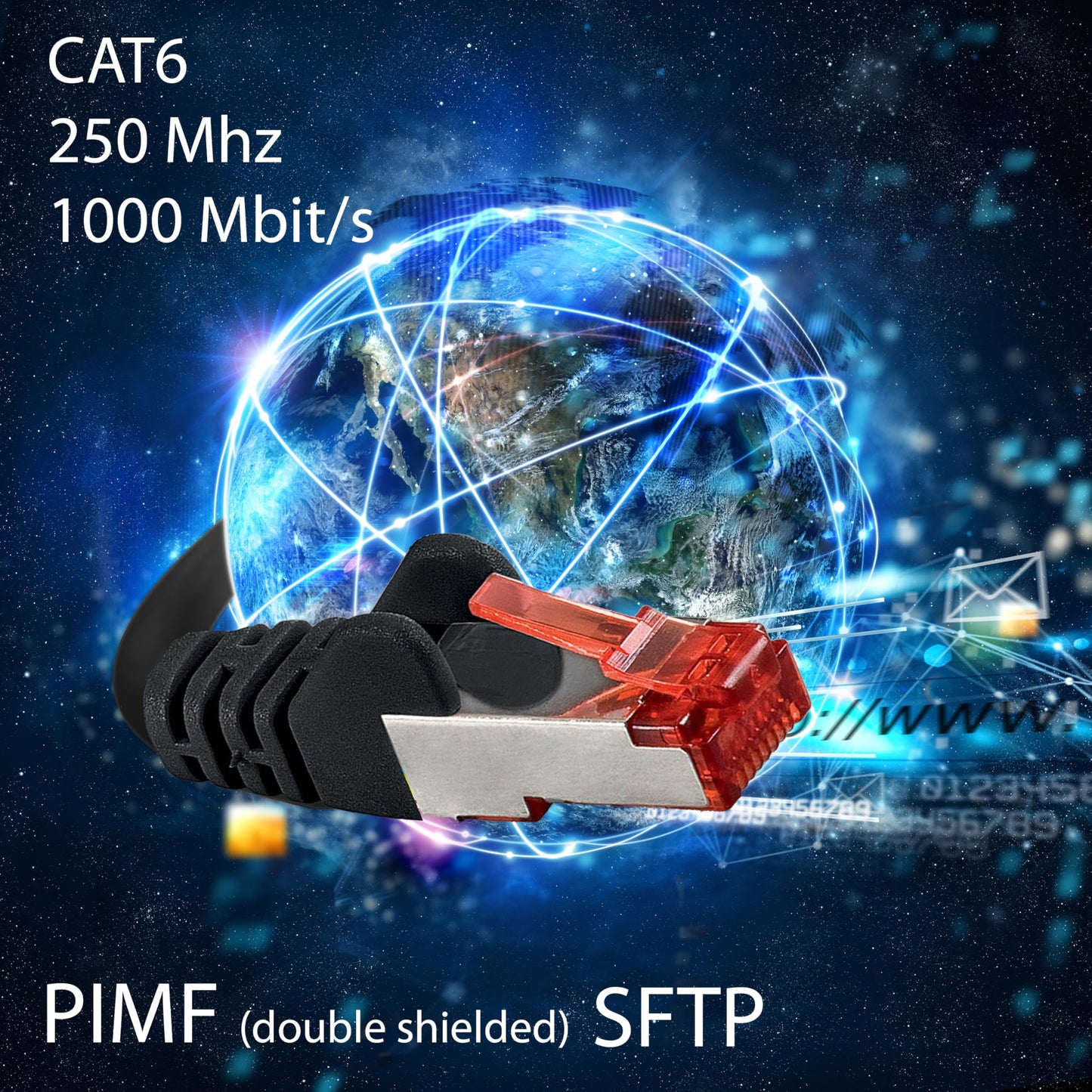 1aTTack.com 5x 5m - Cat 6 Network Cable Patch Cable Cat6 RJ45 SFTP - Black
