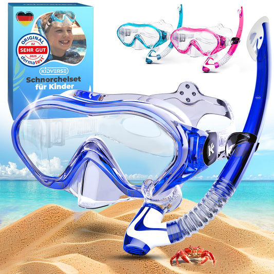 KIDVERSE Kids' snorkel set for boys and girls includes goggles and snorkel. Dive mask and child-sized snorkel for underwater adventures.
