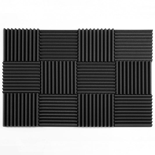 ACOUSPANEL Acoustic Foam 24 Acoustic Panels, 30x30x4cm, Flame Retardant, Soundproofing Wall Sound Absorber Anthracite Gray Uncompressed In Vacuum