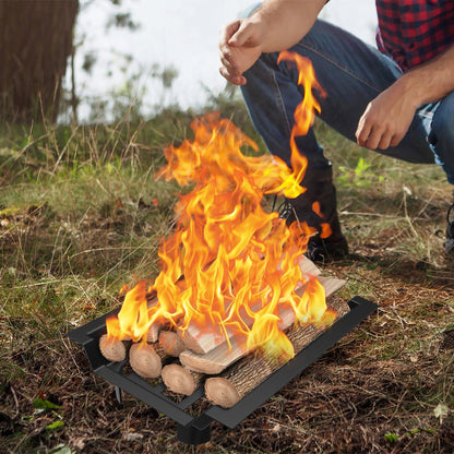 Onun 46cm fireplace grates firewood log rack cast iron wood rack fireplace stand, indoor wrought iron grill fireplace wood grate for indoor fireplaces, outdoor camping cooking, ignition tools wood stove, Tye B.