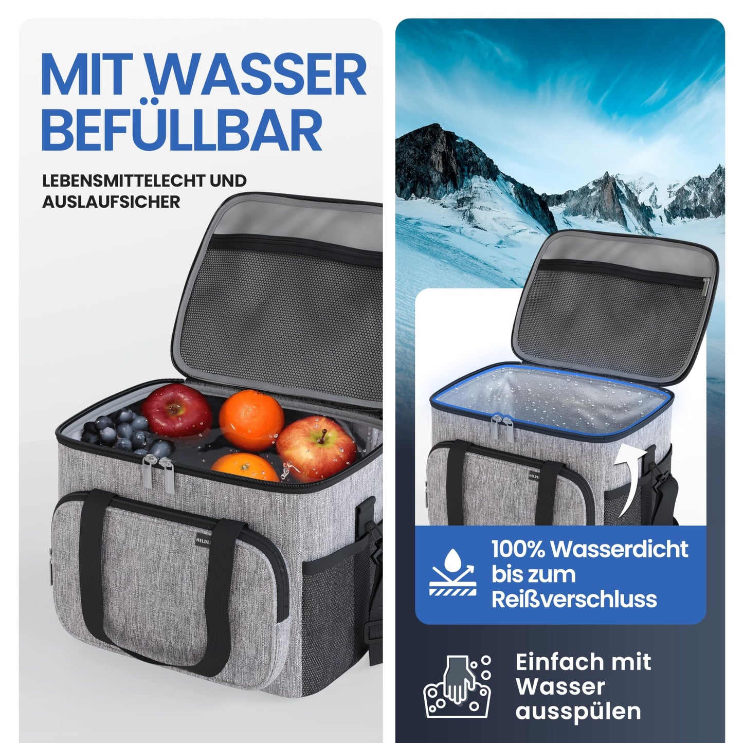 HERO WORK Cooler Bag Large Foldable - Insulated Cooling Box Thermo Bag leak-proof & waterproof - Picnic Lunch Bag, Breakfast Bag, Thermal Bag, Insulated Bag