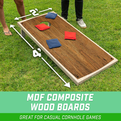GoSports Cornhole Game Set, Handcrafted Design, 120 x 60 cm, Two Boards (120 x 60 cm), 8 Bean Bags, and Carrying Case.