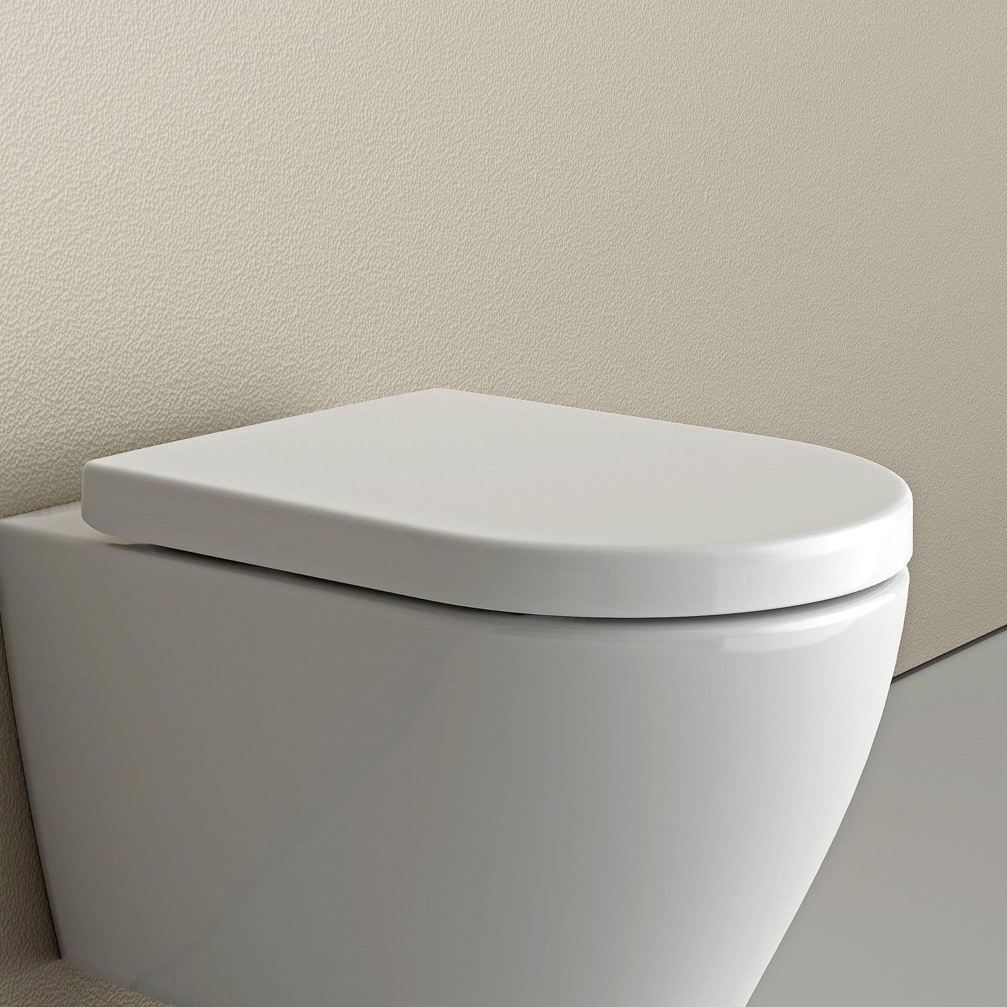 Amber toilet seat with automatic closing, soft-close, white, D-shaped toilet seat 46x36x5cm, take-off mechanism, antibacterial WC seat made of duroplast, easy installation - toilet lid U1002