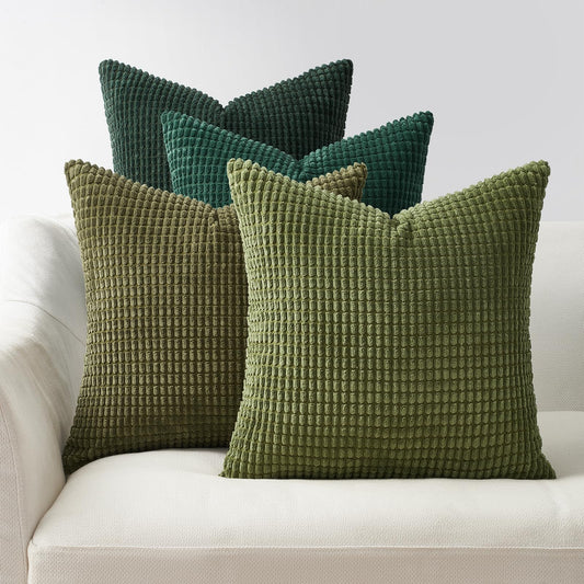 Topfinel Pillow Cover 50x50 Green 4 Pack Corduroy Gradient Colorful Cushion Covers Throw Pillowcase Decorative Cushion Cover Couch Pillow for Sofa Bedroom Living Room Balcony Kids Soft
