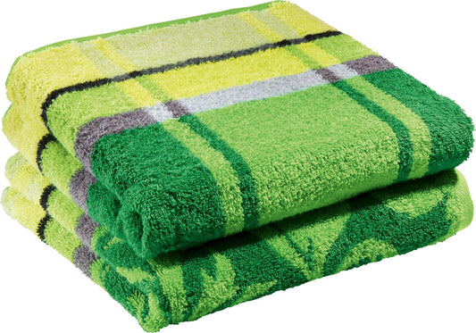 Erwin Müller 2-pack apple green shower towel set size 70x140 cm - Ludwigsburg - 100% cotton - cuddly soft, absorbent, voluminous - practical with loops on both sides (available in more colors)