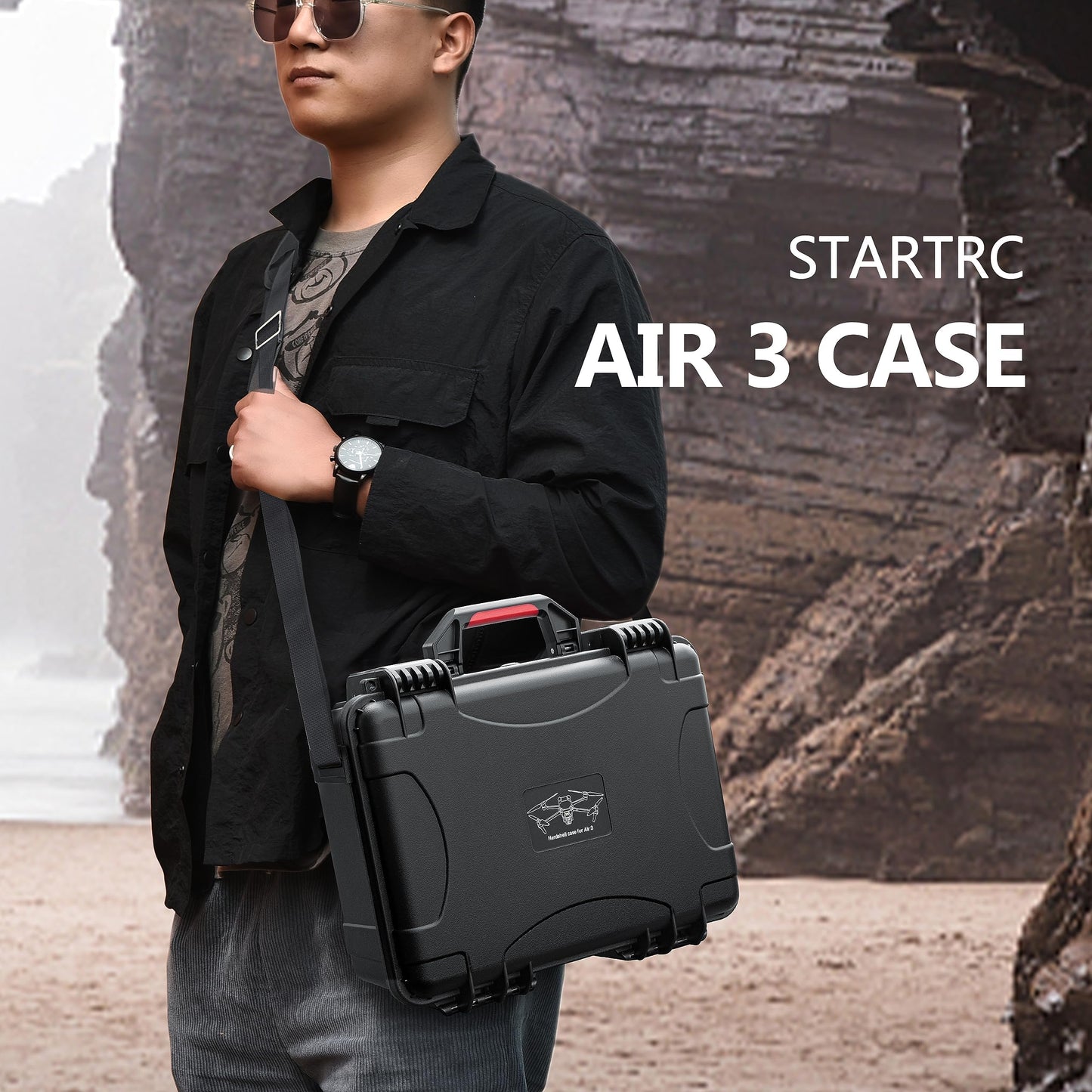 STARTRC bag for DJI Air 3/Air 3S accessories, waterproof hardshell storage case for DJI Air 3 Fly More Combo with DJI RC 2/RC-N2 remote control, drone carrying case with shoulder strap.