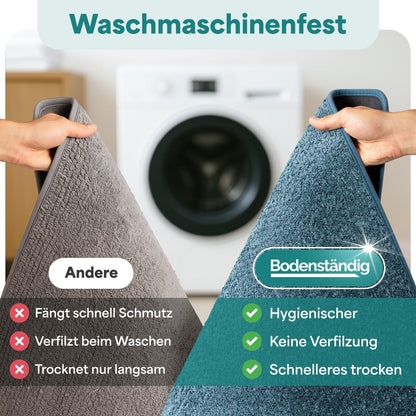 Grounded® bath mat blue - non-slip & washable - absorbent bathroom mat - hygienic shower mat - bath mat non-slip washable 60x90 cm quick-drying