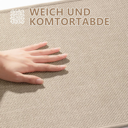 Chakme bathroom mat 43 x 81 cm non-slip bath rug with rubber backing, washable slip-resistant bath mat beige shower mat.