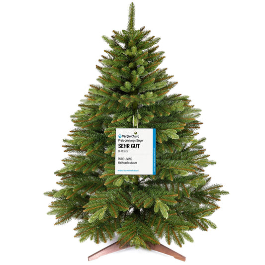 Premium Artificial Christmas Tree 180cm - AWARD WINNER - Realistic, dense branches, Artificial Christmas Tree with wooden stand and storage bag - Artificial Pine Tree by Pure Living.