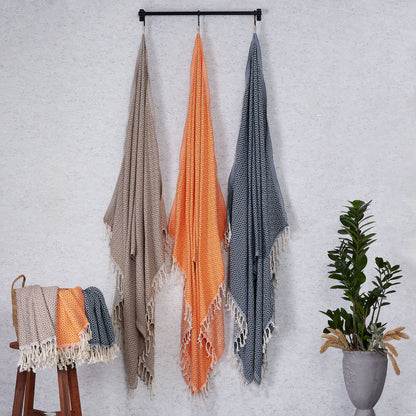 Twist Sauna Towel Beige Brown 2 Pack, Sauna Wrap for Women and Men, Beach Towel, Sauna Towel, Picnic Blanket, Hammam Towel 100% Cotton, Beach Towels, Oversized Beach Towel, Bath Towel 100x180.