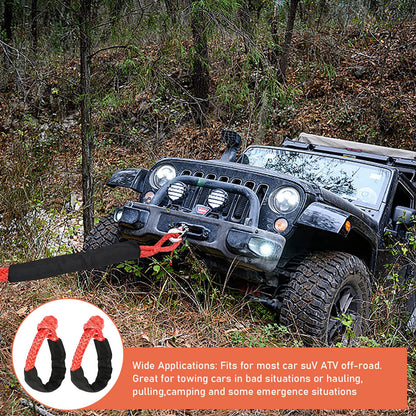 2 pieces of shackles, Professional Soft Shackle with 35,000 pounds breaking strength Soft Off-Road Shackle Rope for Truck ATV-Lock vehicles towing (Red)