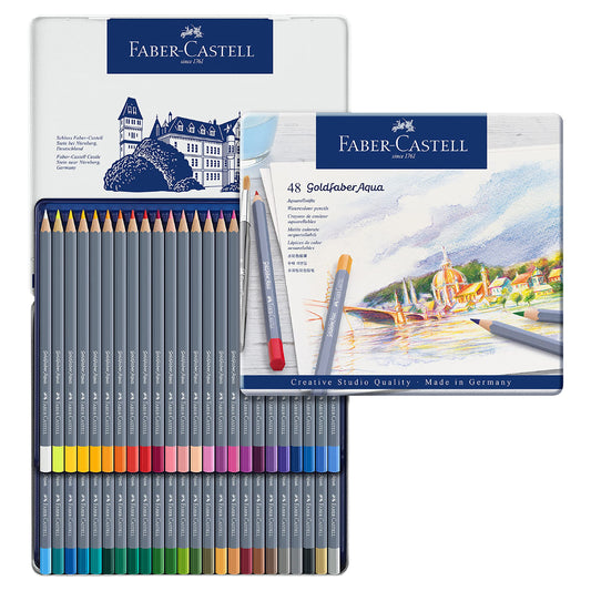 FABER-CASTELL 114648 - Goldfaber watercolor pencils, 48-piece colored pencil set, break-resistant, completely water-soluble