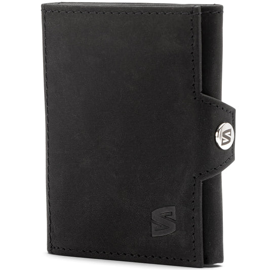 SERASAR | Leather Wallet for Men [Genius] with RFID Protection | Black | Genuine Leather | Cash and Coin Compartment | Includes Gift Box | Great Gift Idea | Men's Wallet