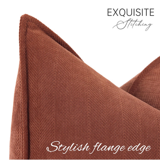 ZWJD Rust Cushion Covers 60x60 Set of 2 Chenille Pillowcases Sofa Cushion Covers with elegant design, soft and luxurious decorative throw pillows for couch, bed, and home decor