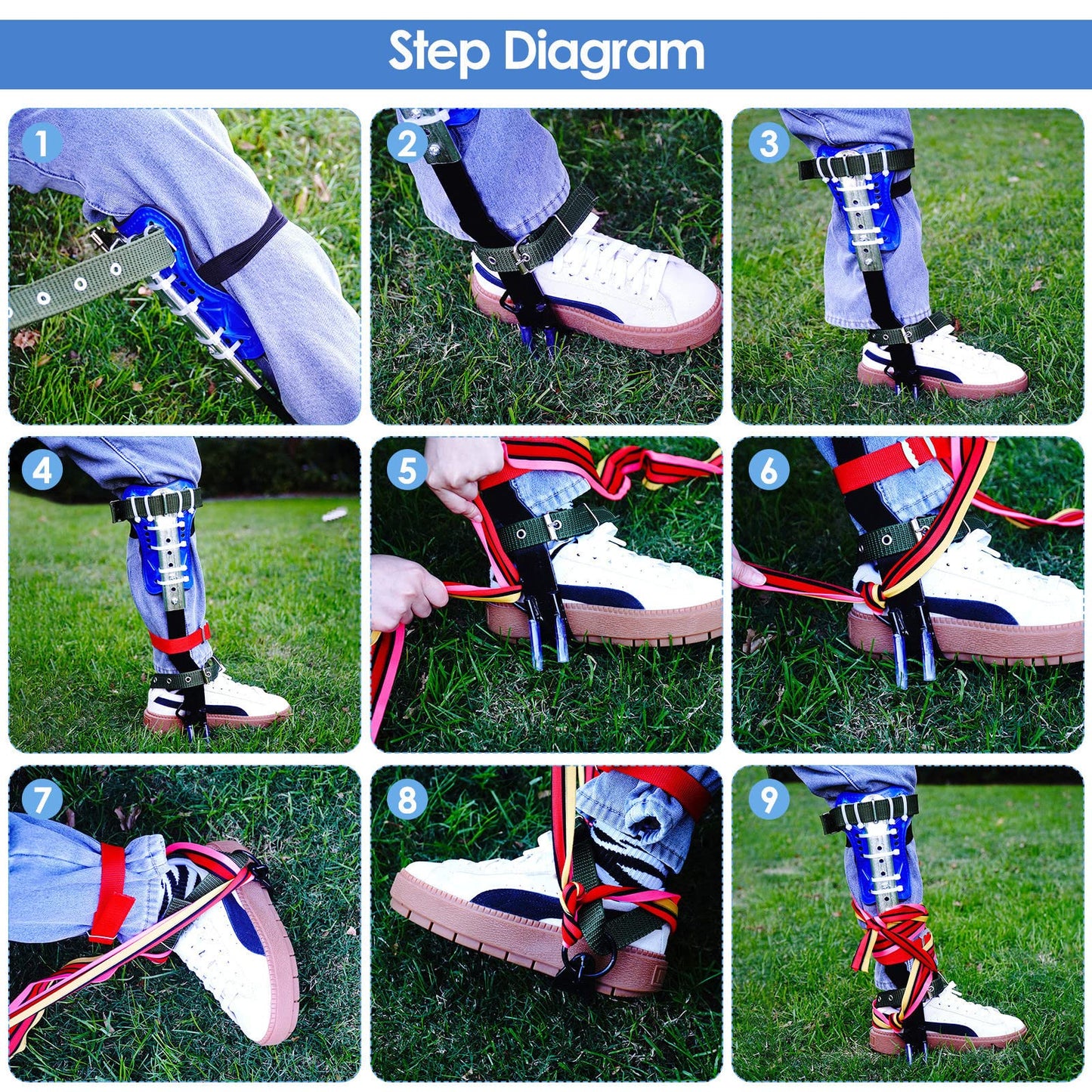 Hellooo Tree Climbing Equipment Set, Height Adjustable Tree Climbing Spikes, Safety Harness Climbing Gear, Tree Climbing Spike Tree Climbing Tool Safety Belt Fall Protection