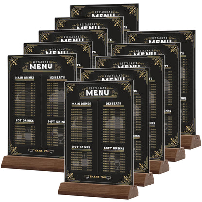 Srvnpioy 10 pieces A5 table stands T stand for photos, menu cards, A5 table-top advertising stand menu card holder A5 made of clear acrylic for restaurant, store, school, cafe shop, hotel.