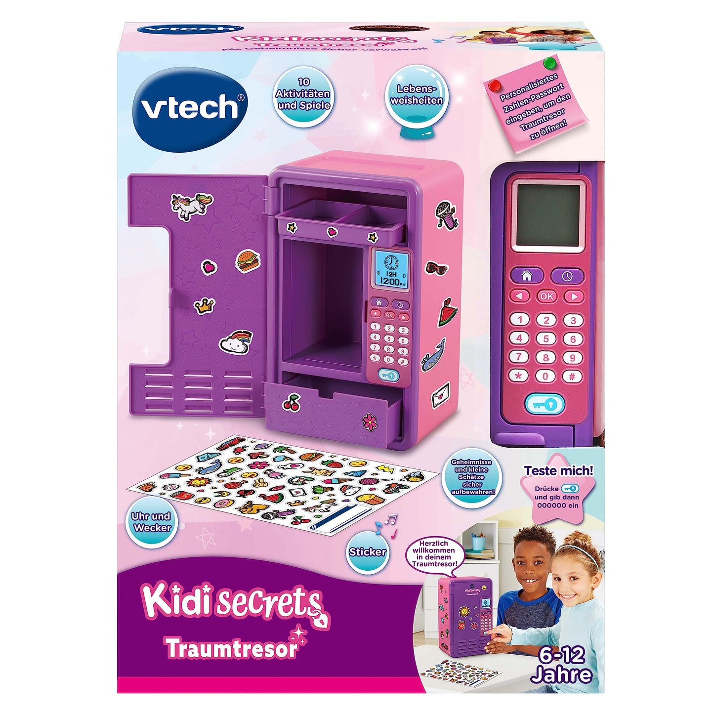 Vtech Kidisecrets Dream Safe - Safe with code for storing secrets - With games, music, and stickers - For kids aged 6-12, Purple - German Version/Deutsche Version