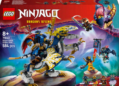 LEGO NINJAGO Rogues Mech Dragon Rider - Ninja toy with dragon, 4 minifigures, and equipment - Gift idea for boys and fans of Dragon's Rise aged 8+ - 71843