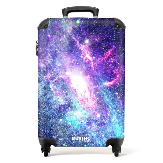 NoBoringSuitcases.com® Kids Suitcase Boys Carry-On Luggage Bag with Wheels Gift - Starry Sky - Space - Boys Suitcase Trolley small, 55x40x20