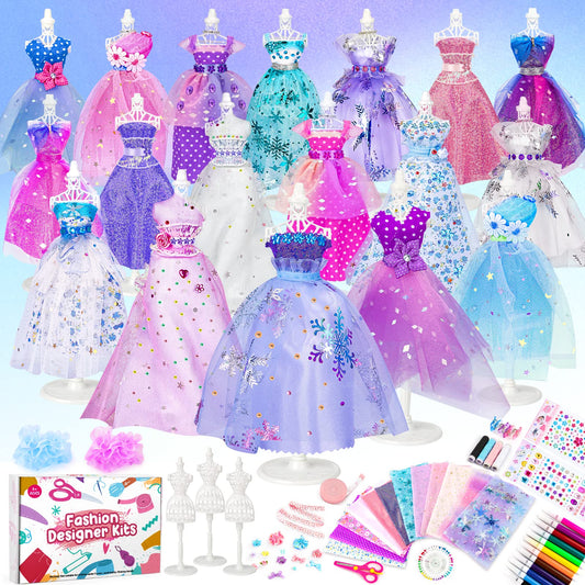 Sanlebi sewing kit for kids aged 8, 9, 10 years, fashion design craft set with fabric, mannequins crafting gifts for girls 8 years +