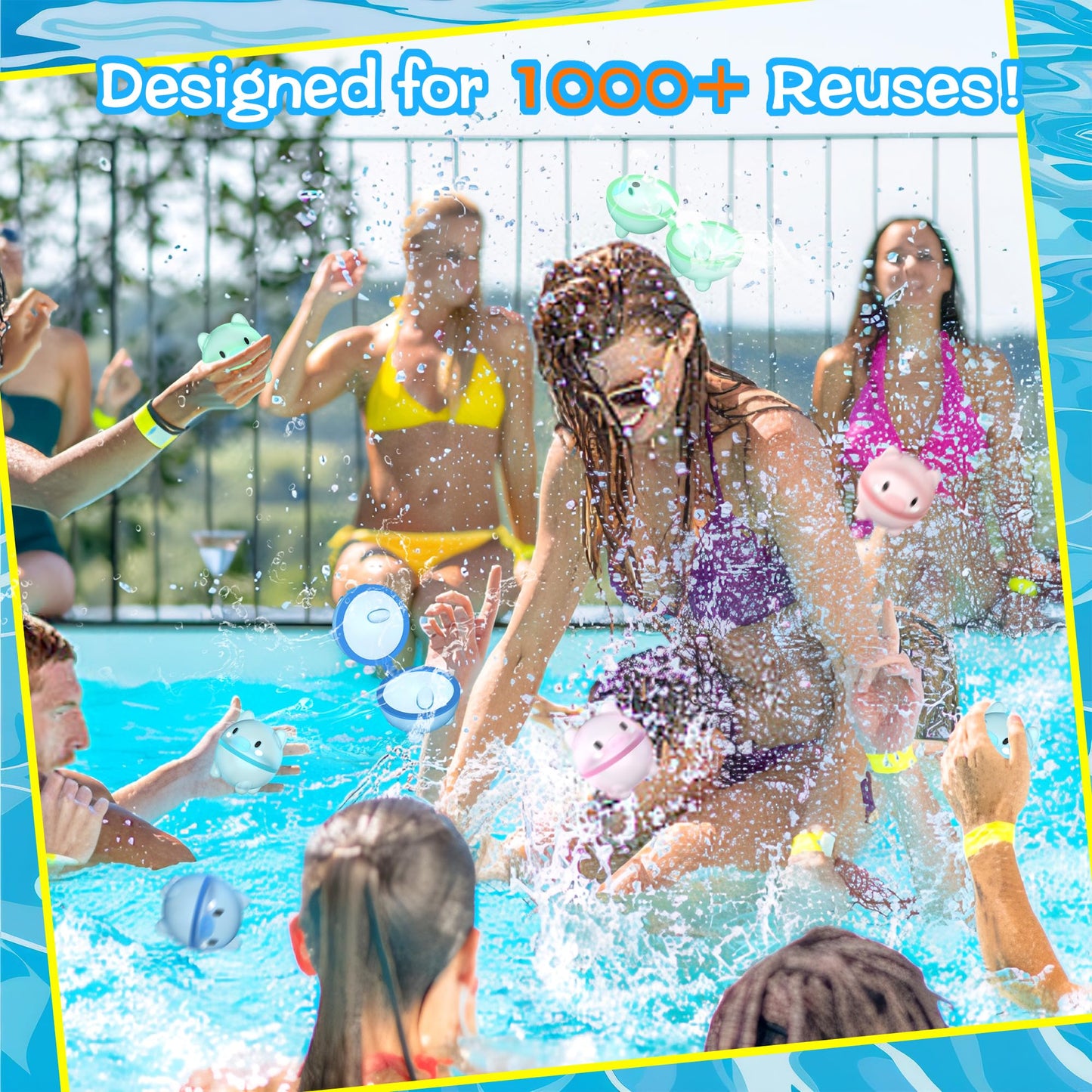 DBPBToU 8/12/16 Piece Water Balloons Reusable for Kids Adults, Self-sealing Water Balloons, Water Toys for Children for Family Game Beach Pool Party (8 Pieces)