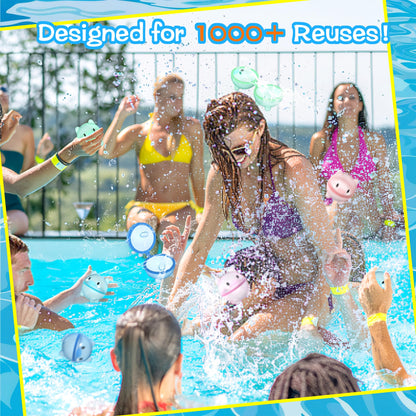 DBPBToU 8/12/16 Piece Water Balloons Reusable for Kids Adults, Self-sealing Water Balloons, Water Toys for Children for Family Game Beach Pool Party (8 Pieces)