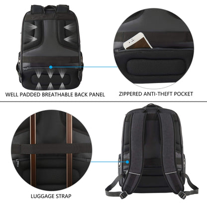 KROSER Laptop Backpack Men 17.3'' Business Backpack School Backpack Large Waterproof Bags Travel Backpack Daypack for College/Men/Women Black MEHRWEG