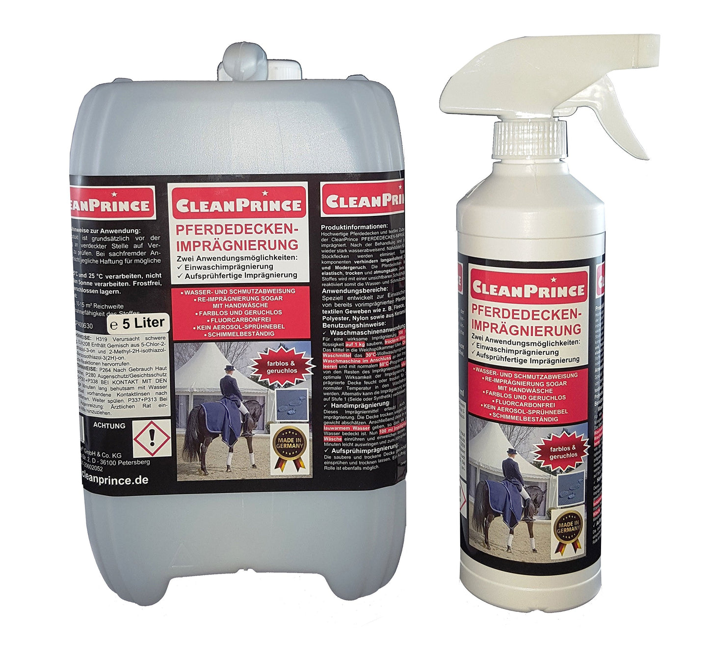 5.5 liters of CleanPrince horse blanket waterproofing | Horse blanket impregnation agent moisture protection for turnout blanket rain blanket fly blanket loin blanket outdoor breathable one-wash impregnation