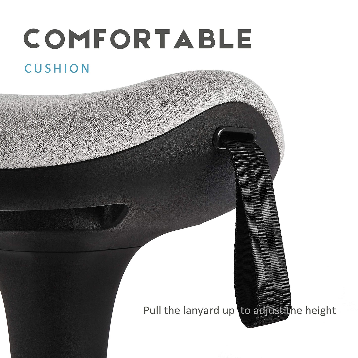 IWMH Ergonomic Work Stool, Height Adjustable Standing Aid, Breathable Sit-Stand Stool 360° Rotatable, Ergonomic Standing Stool Office, Gray (Gray)