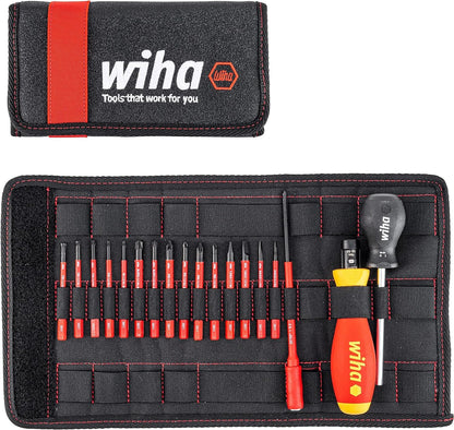 Wiha TorqueVario-S electric torque wrench screwdriver set (36791) mixed 19 pcs. | 0.8-5.0 Nm | incl. folding pouch | slot/cross/PlusMinus/TORX