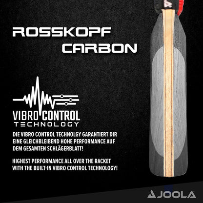 JOOLA Professional Table Tennis Bat Rosskopf Carbon & 54206 Table Tennis Bat Carbon X Pro ITTF approved professional competition table tennis bat 7 stars, 2mm sponge thickness, Black/Grey