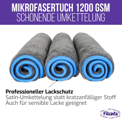 Filzada® 5x Gentle Microfiber Towel for Cars with 1200 GSM - Incredible Absorbency and Lint-Free Thanks to Extremely Soft Microfiber - Car Polishing Cloths for Professional Auto Care in 42x48cm (3)