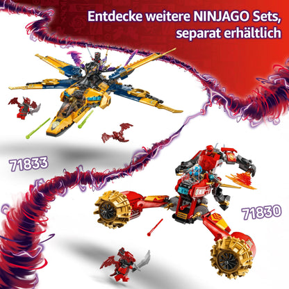 LEGO NINJAGO Rass and Arin's Super Storm Fighter - Toy with drone, shooters, blades, and engines - Includes 3 minifigures for ninja role play - Building set for boys and girls aged 8+ 71833