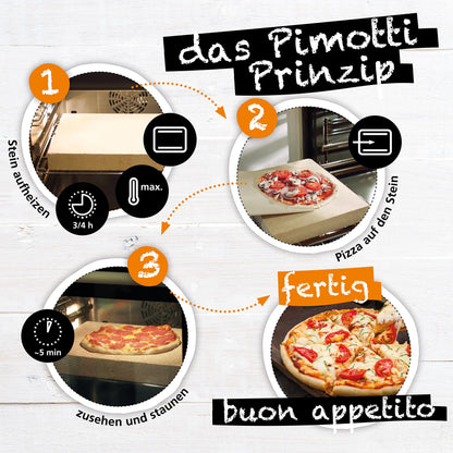 PIMOTTI Pizza stone 3cm thick pizza stone for oven bread stone made of real chamotte rectangular pizza stone brick pizza stone plate for ovens stone grill gas grill pizza stone