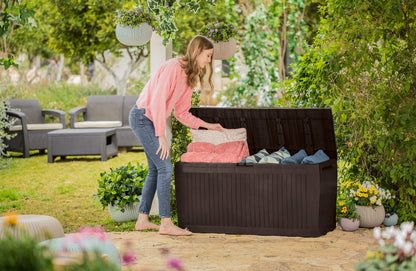 Koll Living cushion box / storage box 270 liters, 100% waterproof with ventilation, no bad smell / mold, modern wood look, lid can support up to 250 KG (2 people)