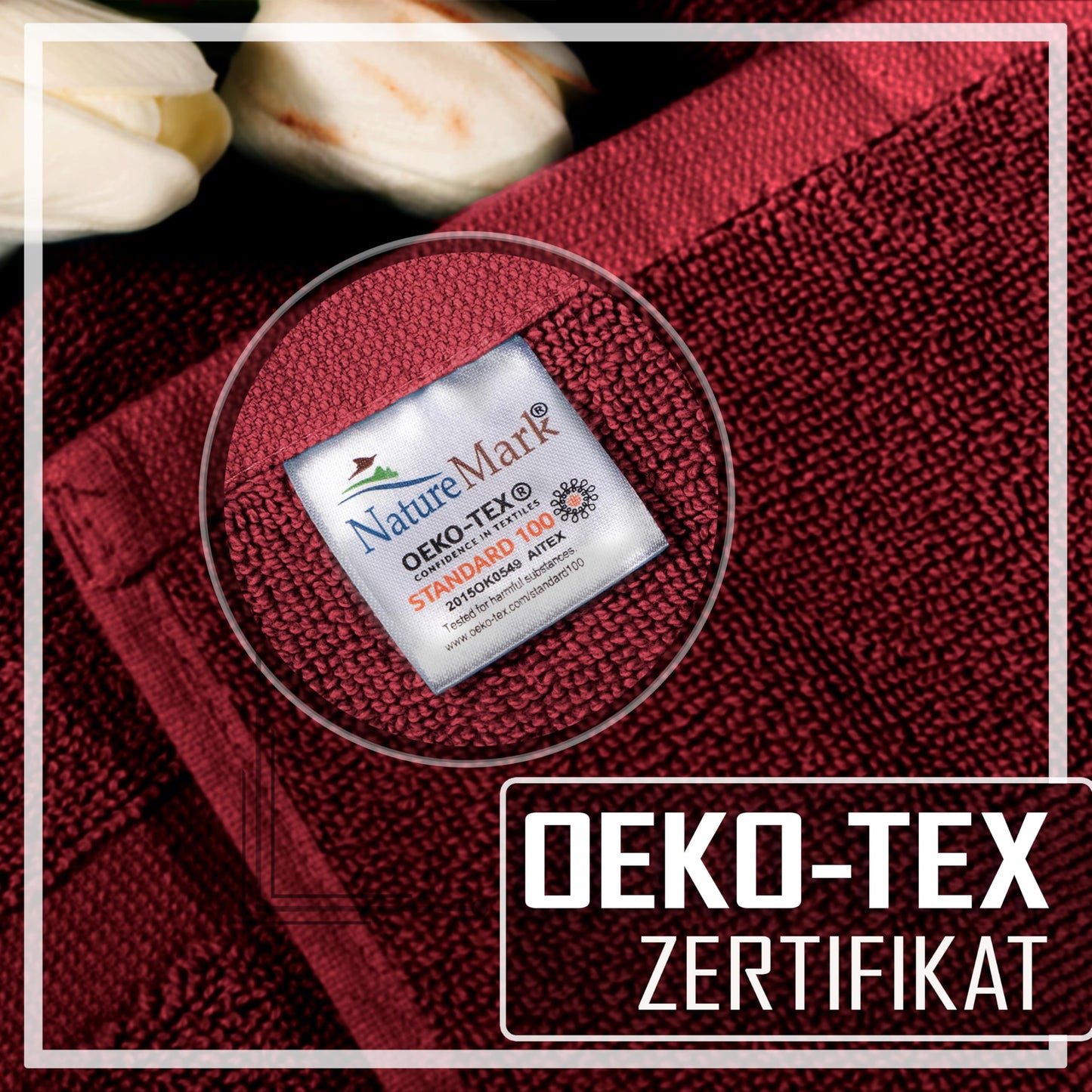 NatureMark 2-pack bath mat | Premium quality | 100% cotton | 50 x 80 cm | Shower mat double pack | Color: Bordeaux red