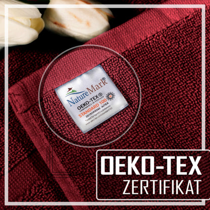NatureMark 2-pack bath mat | Premium quality | 100% cotton | 50 x 80 cm | Shower mat double pack | Color: Bordeaux red
