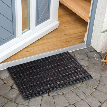 Astra Premium Outdoor Mat - Poly Brush - durable doormat - black/burgundy - 50 x 80 cm