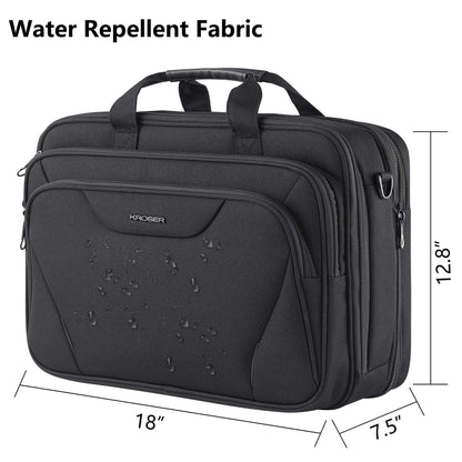 KROSER 18-inch handbag, laptop bag up to 17.3 inches, waterproof, expandable, document bag with shoulder strap, for travel/business/school/men/women, laptop bag.