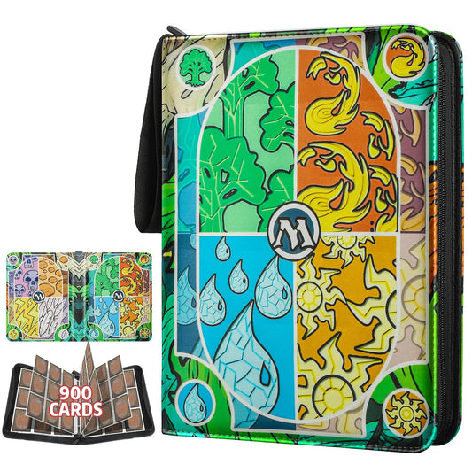 TCGUARD Collectible Card Album for MTG, holds 900 cards, MTG Binder for standard cards, card collecting album for YGO/PTCG game cards for kids (9 compartments, colorful)