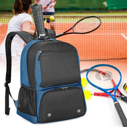 DSLEAF Tennis backpack with shoe compartment, tennis bag for 2 rackets with padded shoulder straps and separate ventilated shoe compartment for women and men