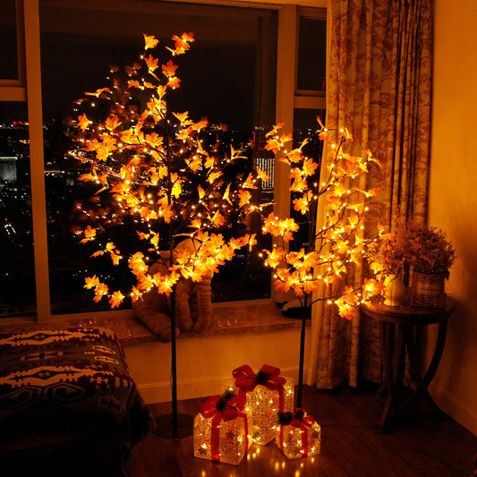 CCLIFE LED Light Tree Indoor Outdoor Christmas, LED Tree Indoor, Maple Leaf Light Decoration, Warm White, IP44, 150cm, 120LED, CushHom