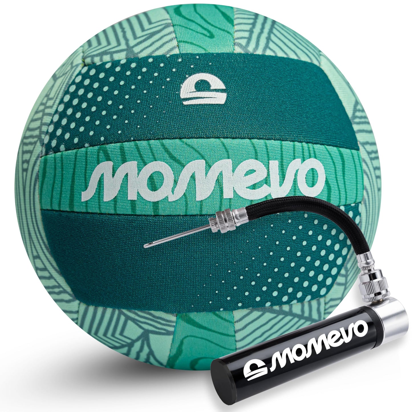 Momevo Beachbuddy Neoprene Water Ball - Soft Kids' Ball Size 2 (Ø15cm) - Small Children's Soccer Ball for Ages 1 and Up for Outdoor Use (Jungle, Set with Ball Pump)