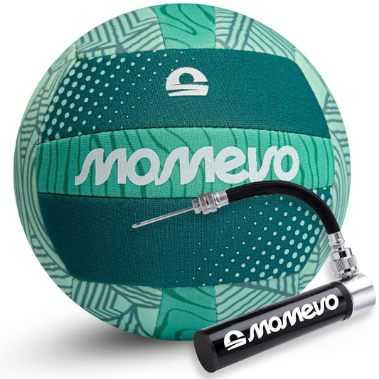 Momevo Beachbuddy Neoprene Water Ball - Soft Kids' Ball Size 2 (Ø15cm) - Small Children's Soccer Ball for Ages 1 and Up for Outdoor Use (Jungle, Set with Ball Pump)