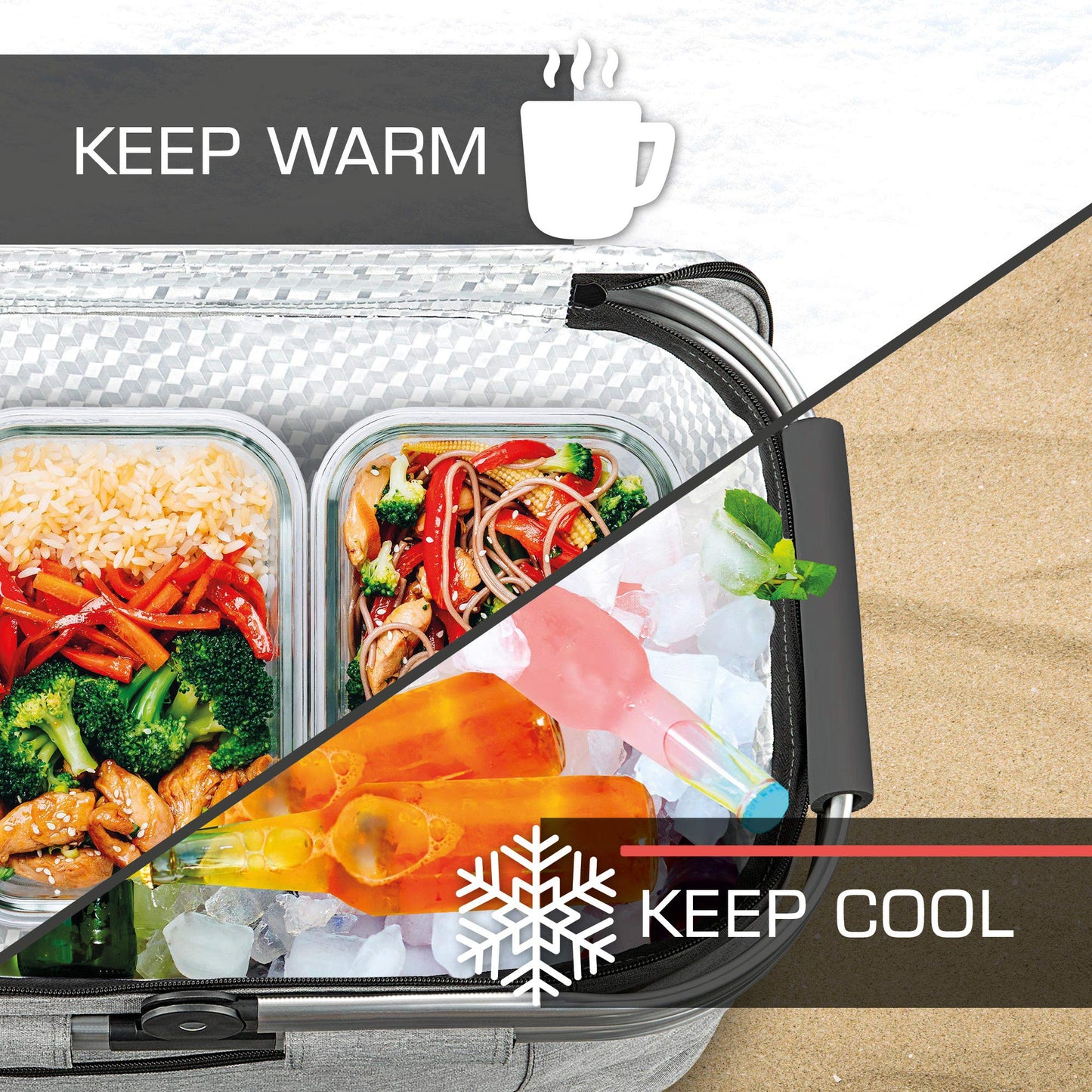 Bomoe 32-liter collapsible cooling basket - shopping basket with 2x cool packs for on the go - outdoor picnic basket waterproof with 16h cooling function foldable carrying handle cooler bag - Icebreezer K47