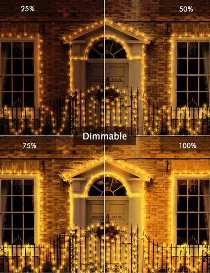 GYLIFEY outdoor fairy lights 100m Christmas fairy lights 800LED with remote control, waterproof LED fairy lights for Christmas decoration, warm white.
