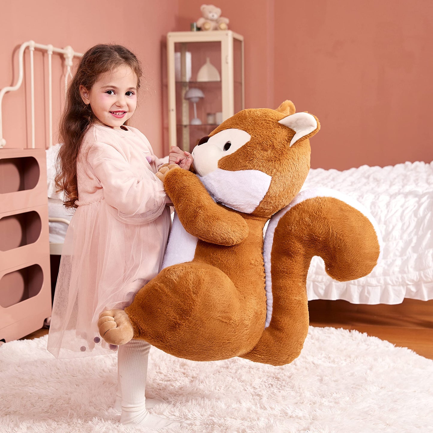 IKASA Big Squirrel Plush Toy Giant Stuffed Animal, 60cm Large Plush Huge Soft Jumbo, Gift for Kids