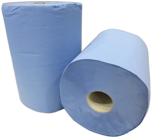 2 x blue cleaning rolls, 2-ply, 500 sheets each, total approx. 1000 sheets, approx. 36x36 cm, perforated, absorbent cleaning cloths, wiping paper, wipes.