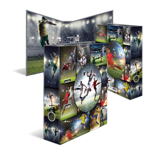 HERMA A4 Football Folder Set, 10 pieces, 7 cm wide, kids ring binder with sports motif, colorful file organizer with inner print for boys and girls